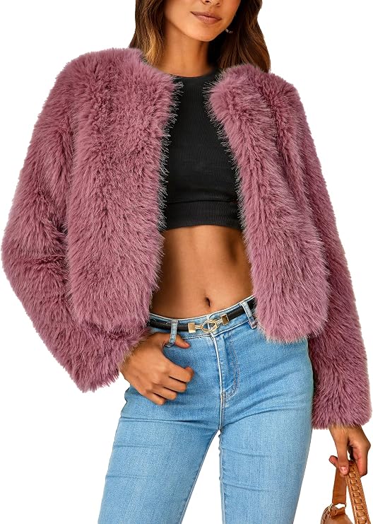 PRETTYGARDEN Women's Winter Cropped Faux Fur Coats