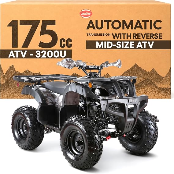 Coolster 175cc ATV - Gas Quad, Army Black, CVT Automatic-Reverse, ATV3200U