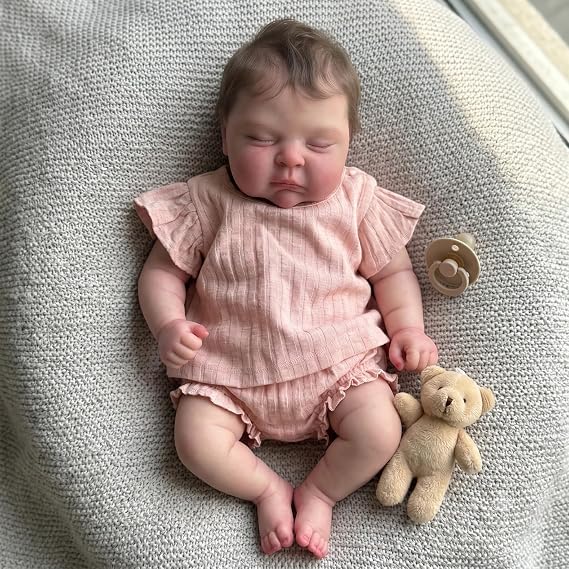 TERABITHIA Real Life Reborn Baby Dolls Crafted in Cuddly Cloth Body and Vinyl Limbs - 19Inches Sleeping Realistic Reborn Girl Dolls that Look Real and Feel Real
