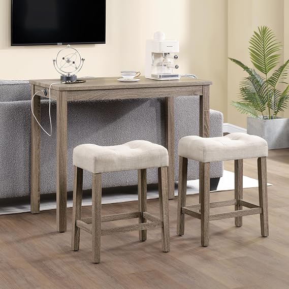 DUHOME 3 Piece Bar Table Set,Dining Bar Table and 2 Chairs Set