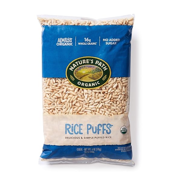 Natures Path Rice Puffs Cereal, Healthy, Organic, Gluten-Free, Low-Sugar, 6 Ounce Bag