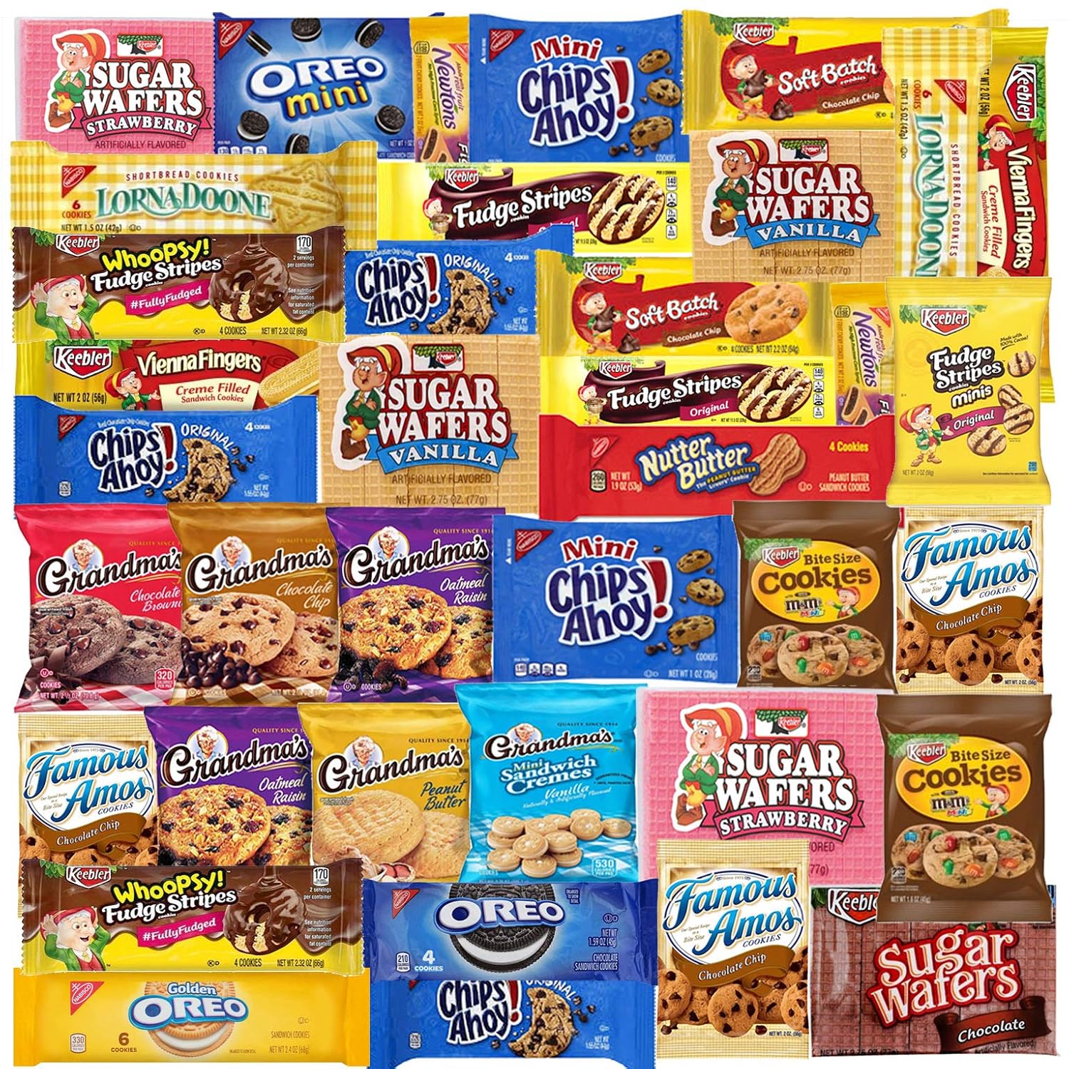 Assorted Cookies - 40 Packs - Variety Pack - Individually Wrapped Assortment Including: Oreos, Keebler, Grandma's Cookies, Chips Ahoy and Much More of your Favorite Cookies