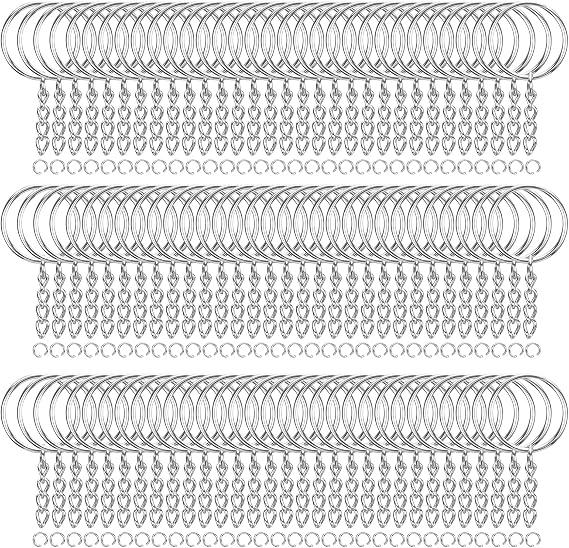 HAUTOCO 100pcs Keychain Rings with Chain and Jump Rings, 1 inch Split Key Ring with Chain Heavy-Duty Keychain Rings Bulk for Craft Making Jewelry Making Keyrings Kit