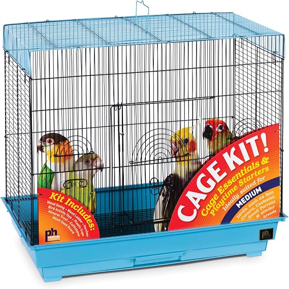 Prevue Pet Products Flight Bird Cage Kit Ideal for Small Pet Birds - Blue | Stand Compatible Enclosure, Simple Cage Assembly, Easy to Clean and Maintain