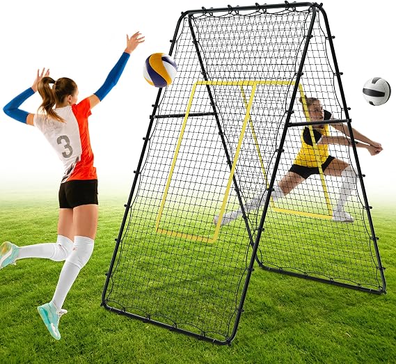 Double Sided Volleyball Rebounder Net, 7x4Ft Adjustable Bounce Back Net