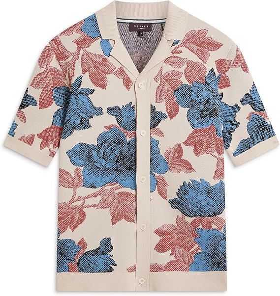 Ted Baker Men's Heavyweight Knit Short Sleeve Top- Textured Elevated Casual Shirt