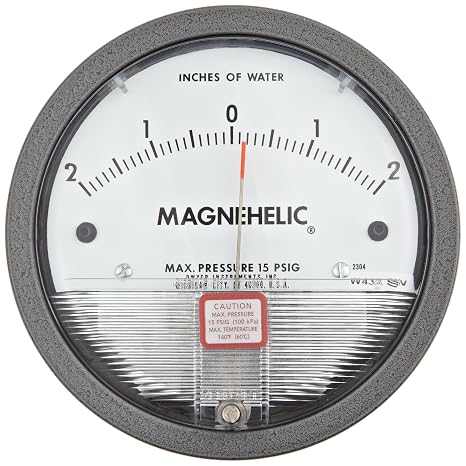 Dwyer Magnehelic Differential Pressure Gage, 2304, Zero Center Range: 2-0-2" w.c.