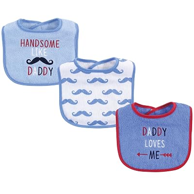 Luvable Friends Unisex Baby Cotton Drooler Bibs with Fiber Filling, Boy Daddy, One Size
