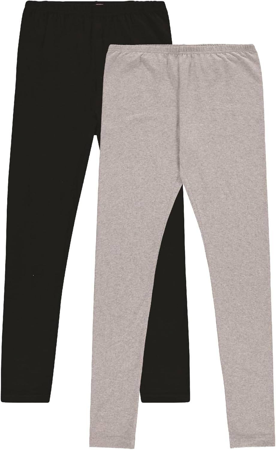 Pink Angel 2-Pack Toddler and Big Girls Leggings: Light Grey Cotton Spandex Stretch Pants for Kids – School, Dance, Yoga, and Ballet Clothing