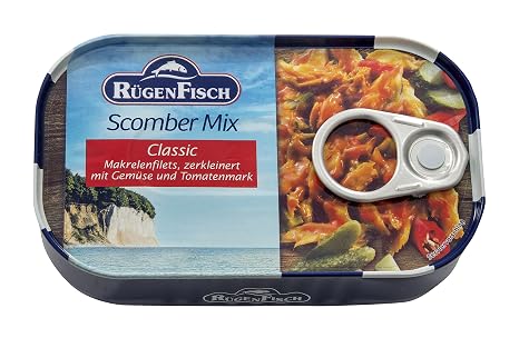 Rügen Fisch Scomber Mix Mackerel Fillets Crushed with Vegetables and Tomato Paste 120 g