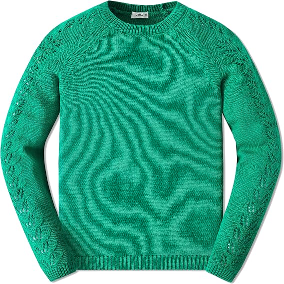 JSTEX Girls Sweaters Casual Kids Pullover Sweater Lace Knit Top