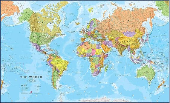 World Map - Updated 2026 - Front Sheet Lamination - 118.9 x 84.1 cm