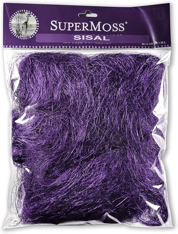 SuperMoss (29967) Natural Sisal Fiber Strands | Decorative Basket Filler, Gift Box Shred, Craft Twine & Vase Decor | Perfect for Cat Toys, Indoor Plants, and Floral Arrangements, 108 Cu in, Purple