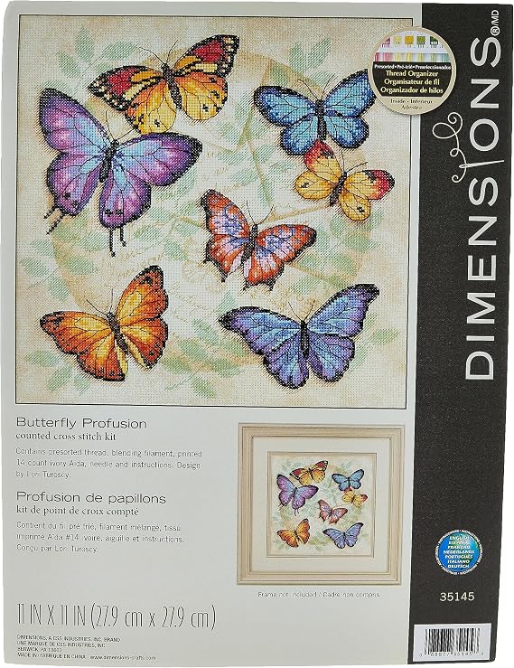 Dimensions 'Butterfly Profusion' Counted Cross Stitch Kit, 14 Count Aida, 11" x 11"