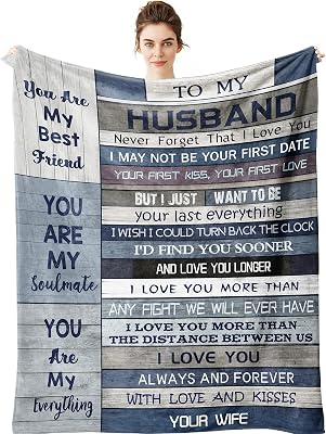 Yamco Christmas Husband Gifts from Wife - Romantic Love Gifts for Him Husband 60 x 50 Blankets - Best Hubby Gift for Christmas Anniversary - Cool Anniversary Birthday Ideas for Hubby Valentines Day