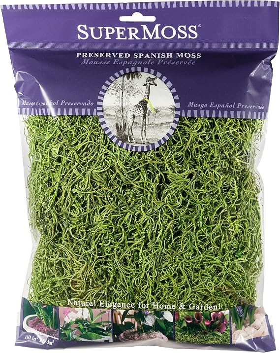 SuperMoss (26907) Spanish Moss Preserved, Grass, 4oz, 120 cubic in Bag (Appx. 4oz) (7 59834 26907 6)